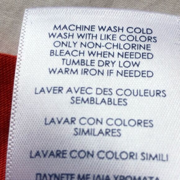 Chaps short sleeve blouse lace at shoulders orange-red color Large - Picture 6 of 6